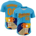 Personalized US Navy Blue and Yellow Bay Orange 3D Pattern Champion Baseball Jersey Custom Name and Number Personalized Sky
