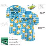 Custom Name and Number Team Beer Performance T-Shirt, Personalized 3D Sky Blue Black Pattern Design Personalized Sky Blue