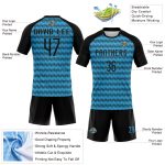 Custom Sky Blue Geometric Sublimation Volleyball Jersey with Name and Number - Personalized Team Uniform Personalized Sky