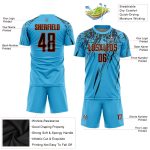 Custom Name Number Soccer Jersey Sky Blue Black-Orange Personalized Team Uniform Sublimation Personalized Sky Blue Black-Orange