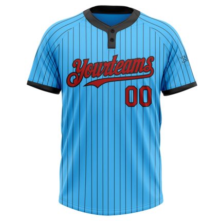 Custom Name Number Unisex Softball Jersey Sky Blue Black Pinstripe Two-Button Design - Personalize Your Team Jersey Personalized
