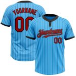 Custom Name Number Unisex Softball Jersey Sky Blue Black Pinstripe Two-Button Design - Personalize Your Team Jersey Personalized