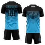 Custom Name and Number Sky Blue Sublimation Soccer Jersey Uniform - Personalized Team Apparel Personalized Sky Blue Black