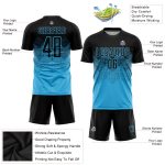 Custom Name and Number Sky Blue Sublimation Soccer Jersey Uniform - Personalized Team Apparel Personalized Sky Blue Black