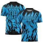 Personalized Sky Blue Sublimation Soccer Jersey Uniform for Teams & Players Personalized Sky Blue Black Sublimation Soccer