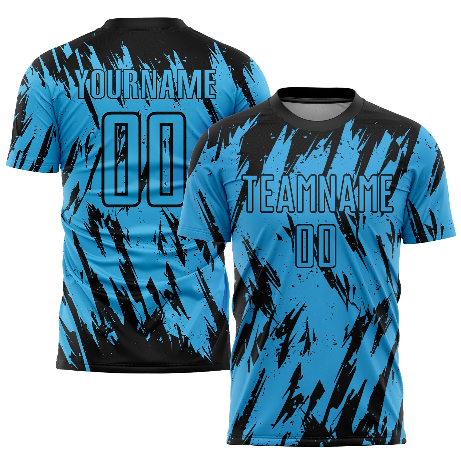 Personalized Sky Blue Sublimation Soccer Jersey Uniform for Teams & Players Personalized Sky Blue Black Sublimation Soccer