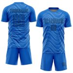 Personalized Soccer Jersey Custom Name Number Sky Blue Black Wavy Lines Sublimation Team Uniform Personalized Sky Blue Black
