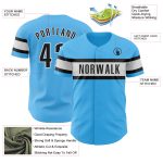 Sky Blue Personalized Authentic Baseball Jersey | Black-White Design Personalized Sky Blue Black-White Authentic Baseball