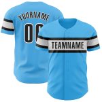 Sky Blue Personalized Authentic Baseball Jersey | Black-White Design Personalized Sky Blue Black-White Authentic Baseball