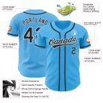 Custom Name and Number Authentic Baseball Jersey - Personalized Sky Blue Black and White Design Personalized Sky Blue Black-White