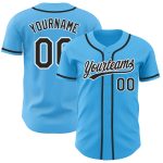 Custom Name and Number Authentic Baseball Jersey - Personalized Sky Blue Black and White Design Personalized Sky Blue Black-White