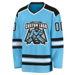 Custom Team Hockey Jersey with Personalized Name & Number - Sky Blue Black-White Personalized Sky Blue Black-White Hockey