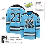 Custom Team Hockey Jersey with Personalized Name & Number - Sky Blue Black-White Personalized Sky Blue Black-White Hockey