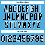 Custom Team Name and Number Sky Blue Black-White Performance T-Shirt, Personalized Athletic Apparel Personalized Sky Blue