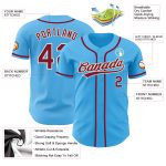 Custom Sky Blue Baseball Jersey with Crimson-Cream Design - Personalized Team Name & Number Authentic Jersey Personalized