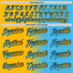 Personalized Team Jacket with Custom Name and Number, Sky Blue Gold Black Gradient Bomber Full-Snap Varsity Letterman Personalized