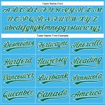 Custom Name and Number Authentic Baseball Jersey in Sky Blue and Kelly Green-White Personalized Sky Blue Kelly Green-White