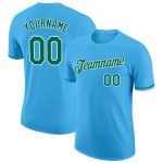 Custom Team Performance T-Shirt with Personalized Name & Number - Sky Blue & Kelly Green-White Personalized Sky Blue Kelly