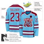 Custom Sky Blue Maroon-White Hockey Jersey with Personalized Name and Number - Team Apparel Personalized Sky Blue Maroon-White