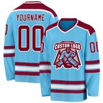 Custom Sky Blue Maroon-White Hockey Jersey with Personalized Name and Number - Team Apparel Personalized Sky Blue Maroon-White