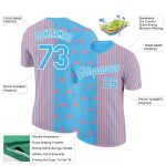 Custom Team Name and Number Flamingo 3D Pattern Performance T-Shirt - Personalized Medium Sky Blue Pink-White Design Personalized