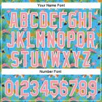 Custom Name Number Baseball Jersey - Personalized Sky Blue Animal Tiger Leopard Flamingo 3D Pattern with Palm Leaves Personalized