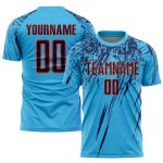 Custom Soccer Jersey with Personalized Name & Number - Sky Blue Navy-Orange Sublimation Team Uniform Personalized Sky Blue