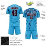 Custom Soccer Jersey with Personalized Name & Number - Sky Blue Navy-Orange Sublimation Team Uniform Personalized Sky Blue