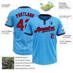 Custom Unisex Softball Jersey with Personalized Name and Number, Sky Blue Navy Pinstripe, Two-Button Design Personalized