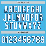 Custom Name and Number Softball Jersey Unisex Two-Button Navy Pinstripe Sky Blue Personalized Sky Blue Navy Pinstripe White