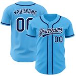 Custom Name and Number Authentic Baseball Jersey - Personalized Sky Blue Navy-White Team Apparel Personalized Sky Blue Navy-White