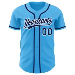 Custom Name and Number Authentic Baseball Jersey - Personalized Sky Blue Navy-White Team Apparel Personalized Sky Blue Navy-White
