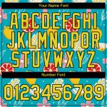 Custom Name and Number Summer Holiday T-Shirt, 3D Pattern in Sky Blue Yellow-Black Flower and Fruit Design Personalized Sky
