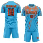 Custom Name Number Soccer Uniform Jersey - Personalized Sky Blue Orange-Black Sublimation Team Apparel Personalized Sky Blue