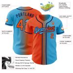 Custom Gradient Baseball Jersey with Personalized Name and Number - Sky Blue Orange-Navy Personalized Sky Blue Orange-Navy