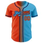 Custom Gradient Baseball Jersey with Personalized Name and Number - Sky Blue Orange-Navy Personalized Sky Blue Orange-Navy