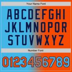 Custom Name Number Varsity Letterman Jacket Blue Orange Navy Gradient Fashion Bomber Full-Snap Team Jacket Personalized Sky