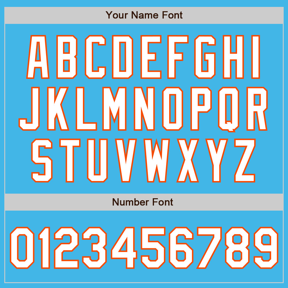 Personalized Sky Blue Orange Pinstripe White Two-Button Unisex Softball Jersey Team Custom Name and Number Custom Name and Number Softball Jersey Unisex Two-Button Sky Blue Orange Pinstripe Personalized Sky Blue Orange Pinstripe - Image 5