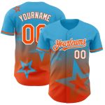 Personalized Twinkle Star Gradient Baseball Jersey - Custom Name & Number, Sky Blue Orange-White 3D Pattern Design Personalized