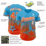 Personalized Twinkle Star Gradient Baseball Jersey - Custom Name & Number, Sky Blue Orange-White 3D Pattern Design Personalized