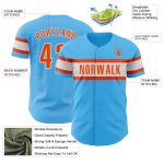 Personalized Baseball Jersey - Authentic Sky Blue Orange-White Design Personalized Sky Blue Orange-White Authentic Baseball