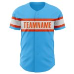 Personalized Baseball Jersey - Authentic Sky Blue Orange-White Design Personalized Sky Blue Orange-White Authentic Baseball