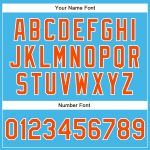 Personalized Custom Baseball Jersey with Sky Blue, Orange & White Design - Team Name & Number Personalized Sky Blue Orange-White