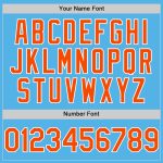 Custom Team Baseball Jersey with Personalized Name and Number - Sky Blue with Orange-White Lines Personalized Sky Blue Orange-White