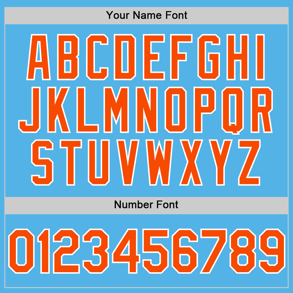 Personalized Sky Blue Orange-White Line Authentic Baseball Jersey Team Custom Name and Number Custom Team Baseball Jersey with Personalized Name and Number - Sky Blue with Orange-White Lines Personalized Sky Blue Orange-White - Image 5