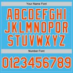 Custom Name and Number Sky Blue Orange-White Performance Polo Shirt for Golf Personalized Sky Blue Orange-White Performance