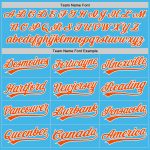 Custom Name and Number Sky Blue Orange-White Performance Polo Shirt for Golf Personalized Sky Blue Orange-White Performance