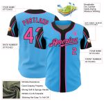Custom Name and Number Sky Blue Pink-Black Baseball Jersey for Teams - Authentic Arm Shapes, 3 Colors Available Personalized