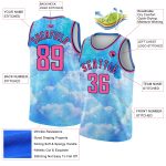 Custom Name Number Basketball Jersey 3D Pattern Sky Blue Pink Black Watercolor Design with Clouds - Authentic Team Apparel