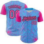 Personalized Spider Web Baseball Jersey Custom Name & Number | Sky Blue Pink-Black 3D Design Personalized Sky Blue Pink-Black